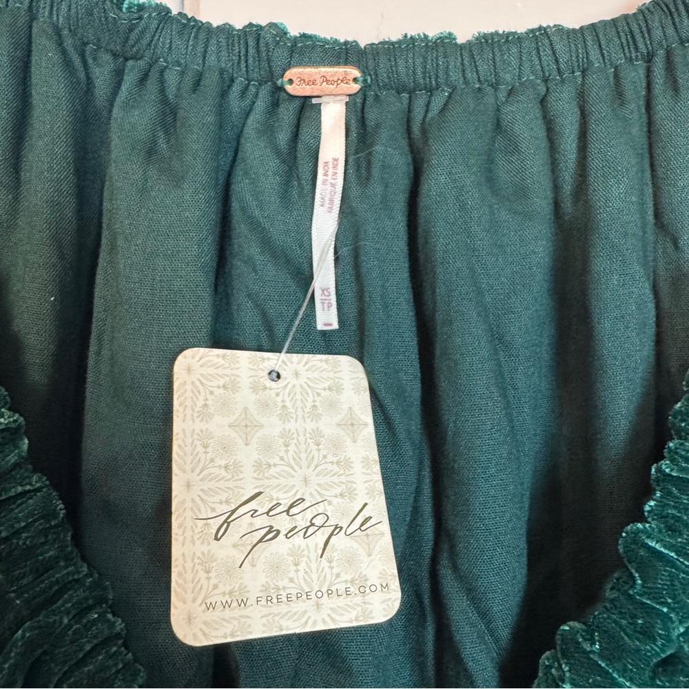 NEW FREE PEOPLE portia velvet mini dress in uncut emerald Size XS - Picture 5 of 16